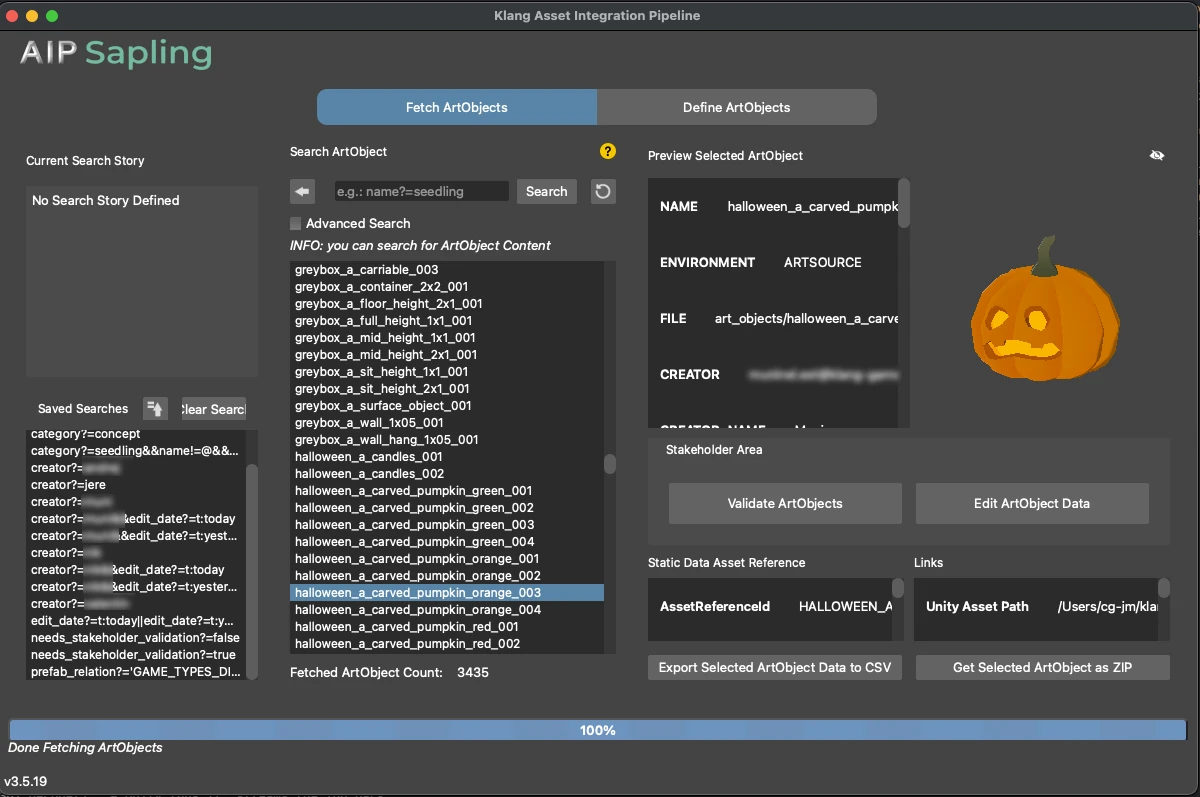 AIP Sapling fetch tab