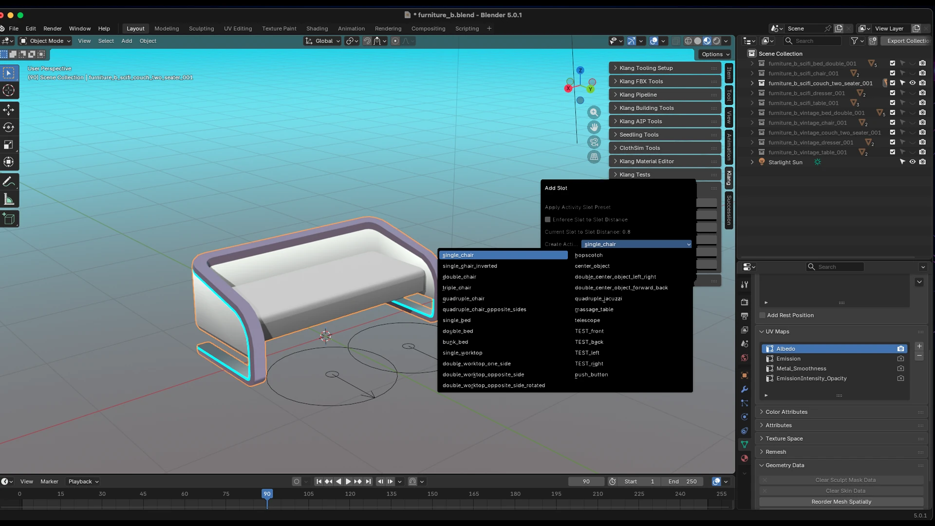 Activity slot gizmos placed around an asset